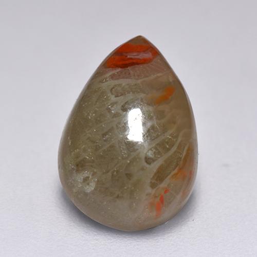 2.23캐럿 천연 멀티컬러 산호, 배 모양, 10.4×7.3 mm, 투명한