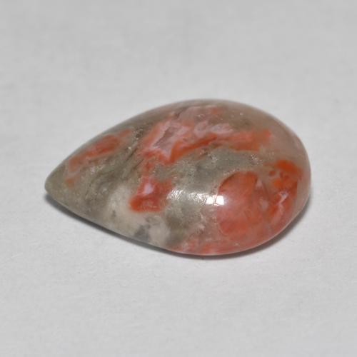 3.60캐럿 천연 멀티컬러 산호, 배 모양, 12.8×10 mm, 투명한
