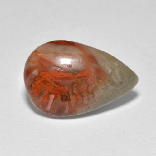 4.44캐럿 천연 멀티컬러 산호, 배 모양, 14.9×10 mm, 투명한
