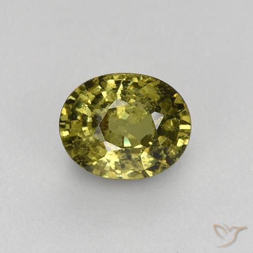 0.47캐럿 천연 갈색빛 그린 데만토이드 가넷, 타원형 컷, 4.9×4 mm, VS-SI