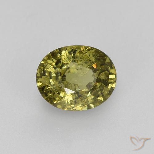 0.47캐럿 천연 갈색빛 그린 데만토이드 가넷, 타원형 컷, 4.9×4 mm, VS-SI