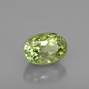0.80캐럿 천연 골든 그린 데만토이드 가넷, 타원형 컷, 5.8×4.1 mm, VS-SI