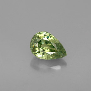 0.58캐럿 천연 골든 그린 데만토이드 가넷, 배 모양, 5.9×4.2 mm, VVS-VS