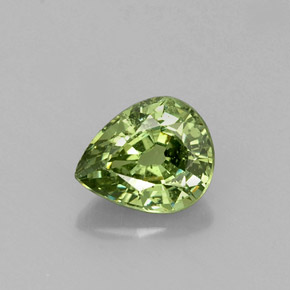 0.66캐럿 천연 골든 그린 데만토이드 가넷, 배 모양, 5.9×4.8 mm, VS