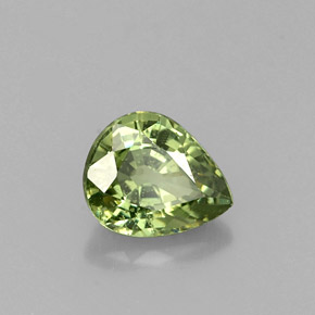 0.66캐럿 천연 골든 그린 데만토이드 가넷, 배 모양, 5.9×4.8 mm, VS