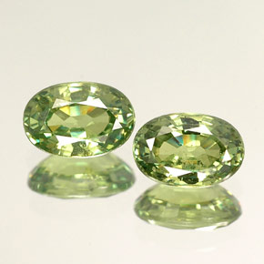 캐럿 천연 골든 그린 데만토이드 가넷 보석, 타원형 컷, 6.2×4.2 mm, VVS-VS