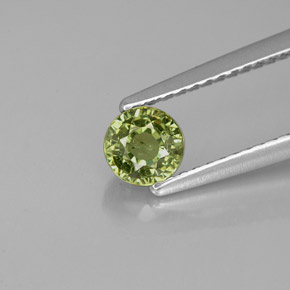0.61캐럿 천연 골든 그린 데만토이드 가넷, 라운드 컷, 4.74 mm, VS-SI