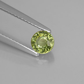 0.61캐럿 천연 골든 그린 데만토이드 가넷, 라운드 컷, 4.74 mm, VS-SI