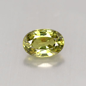 0.68캐럿 천연 골든 그린 데만토이드 가넷, 타원형 컷, 6.1×4.2 mm, VVS-VS