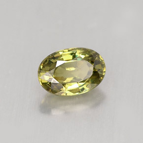 0.68캐럿 천연 골든 그린 데만토이드 가넷, 타원형 컷, 6.1×4.2 mm, VVS-VS