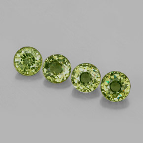 캐럿 천연 그린 데만토이드 가넷 보석, 라운드 컷, 3.98 mm, VS