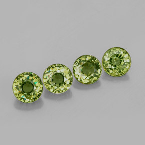캐럿 천연 그린 데만토이드 가넷 보석, 라운드 컷, 3.98 mm, VS