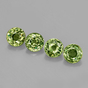 캐럿 천연 그린 데만토이드 가넷 보석, 라운드 컷, 4.32 mm, VS