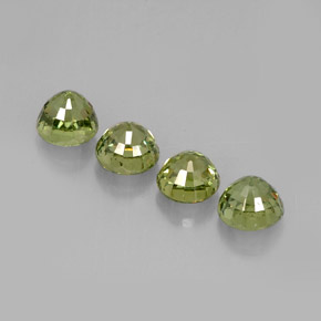 캐럿 천연 골든 그린 데만토이드 가넷 보석, 라운드 컷, 4.11 mm, VVS-VS
