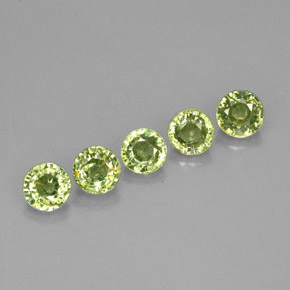 캐럿 천연 그린 데만토이드 가넷 보석, 라운드 컷, 4.14 mm, VVS