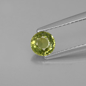0.61캐럿 천연 골든 그린 데만토이드 가넷, 라운드 컷, 4.95 mm, VVS-VS