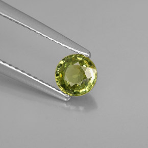 0.61캐럿 천연 골든 그린 데만토이드 가넷, 라운드 컷, 4.95 mm, VVS-VS