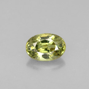 0.63캐럿 천연 골든 그린 데만토이드 가넷, 타원형 컷, 6×4.1 mm, VVS-VS