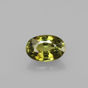 0.65캐럿 천연 녹빛 골든 데만토이드 가넷, 타원형 컷, 6.2×4.2 mm, VS-SI