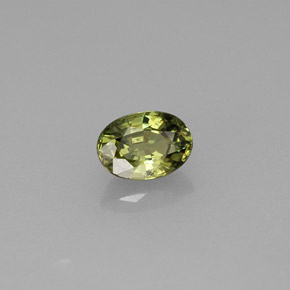 0.74캐럿 천연 골든 그린 데만토이드 가넷, 타원형 컷, 6.1×4.3 mm, VVS-VS