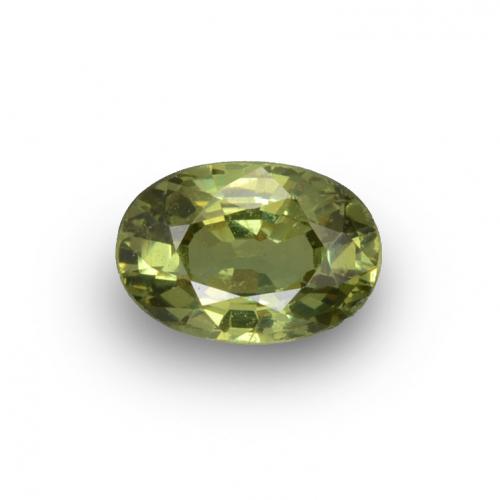0.65캐럿 천연 골든 그린 데만토이드 가넷, 타원형 컷, 6.1×4.3 mm, VVS-VS
