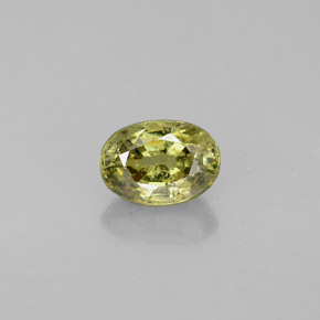 0.71캐럿 천연 골든 그린 데만토이드 가넷, 타원형 컷, 5.9×4.2 mm, VS