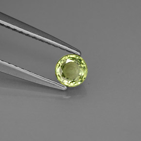 0.38캐럿 천연 골든 그린 데만토이드 가넷, 라운드 컷, 3.86 mm, VS