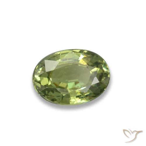 0.65캐럿 천연 노란빛 그린 데만토이드 가넷, 타원형 컷, 6×4.3 mm, VS