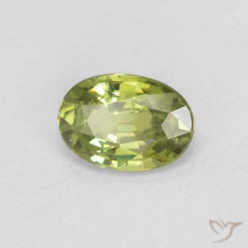0.60캐럿 천연 Medium Light Green 디맨토이드 가넷, 타원형, VS