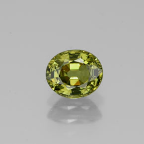 0.88캐럿 천연 골든 그린 데만토이드 가넷, 타원형 컷, 6.1×5.2 mm, VS