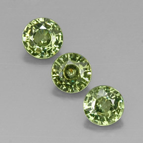 캐럿 천연 녹빛 골든 데만토이드 가넷 보석, 라운드 컷, 4.64 mm, VVS-VS