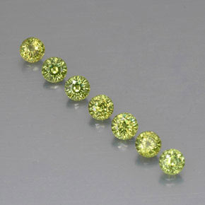 캐럿 천연 골든 그린 데만토이드 가넷 보석, 라운드 컷, 4.14 mm, VVS-VS