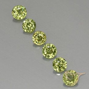 1.45ctw 자연스러운 Olive Green  디맨토이드 가넷, 둥근, VVS-VS