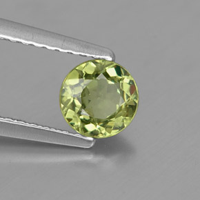 0.63캐럿 천연 골든 그린 데만토이드 가넷, 라운드 컷, 5.30 mm, VS-SI