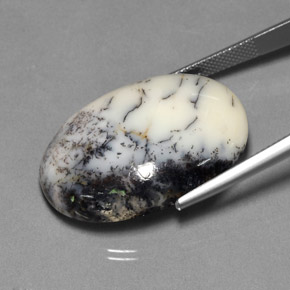 30.24캐럿 천연 다색 수지상 마노, 타원형 컷, 불투명체