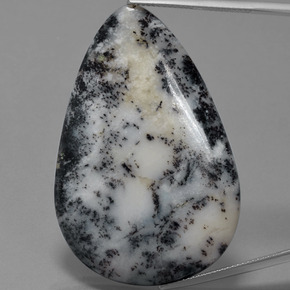 57.71캐럿 천연 멀티컬러 덴드리틱 아게이트, 배 모양, 30.5×44.2 mm, 불투명체