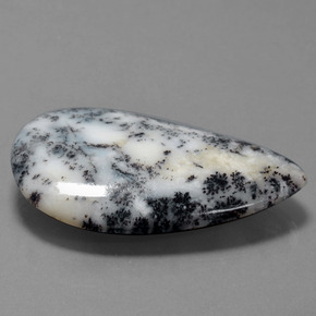 57.71캐럿 천연 멀티컬러 덴드리틱 아게이트, 배 모양, 30.5×44.2 mm, 불투명체