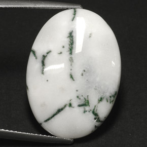 17.84캐럿 천연 멀티컬러 덴드리틱 아게이트, 타원형 컷, 25.1×18.1 mm, 불투명체