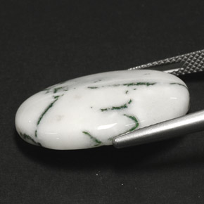 17.84캐럿 천연 멀티컬러 덴드리틱 아게이트, 타원형 컷, 25.1×18.1 mm, 불투명체