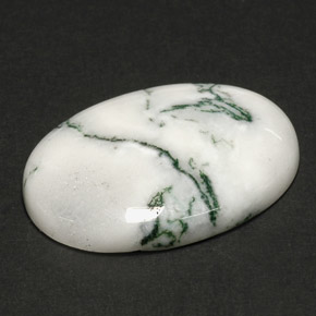 17.60캐럿 천연 멀티컬러 덴드리틱 아게이트, 타원형 컷, 25.2×18.1 mm, 불투명체