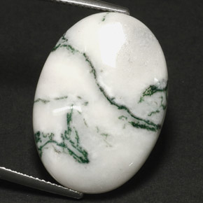 17.60캐럿 천연 멀티컬러 덴드리틱 아게이트, 타원형 컷, 25.2×18.1 mm, 불투명체