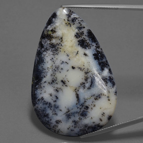 57.71캐럿 천연 멀티컬러 덴드리틱 아게이트, 배 모양, 30.5×44.2 mm, 불투명체