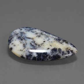 57.71캐럿 천연 멀티컬러 덴드리틱 아게이트, 배 모양, 30.5×44.2 mm, 불투명체