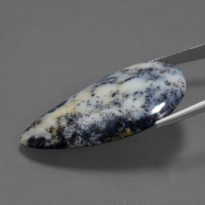 57.71캐럿 천연 멀티컬러 덴드리틱 아게이트, 배 모양, 30.5×44.2 mm, 불투명체