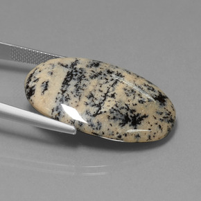 28.19캐럿 천연 다색 수지상 마노, 타원형 컷, 불투명체