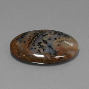 31.59캐럿 천연 다색 수지상 마노, 타원형 컷, 불투명체
