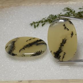 56.92캐럿 천연 멀티컬러 덴드리틱 아게이트 보석, 타원형 컷, 36.5×24.6 mm, 투명한