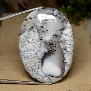 99.91캐럿 천연 멀티컬러 덴드리틱 아게이트, 타원형 컷, 49.9×36.3 mm, 투명한