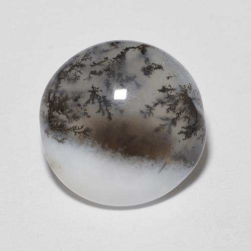 4.65캐럿 천연 여러 가지 빛깔의 흰색 덴드리틱 아게이트, 라운드 컷, 12.17 mm, 투명한
