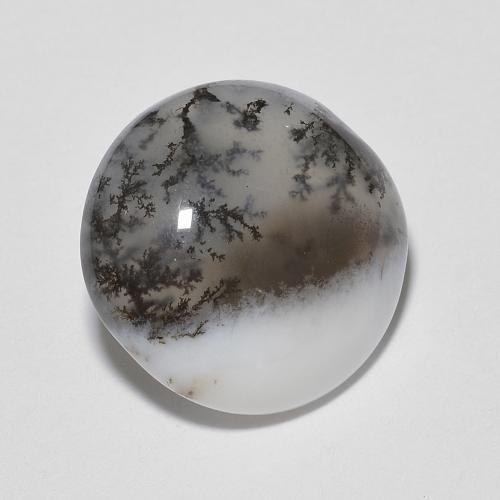 4.65캐럿 천연 여러 가지 빛깔의 흰색 덴드리틱 아게이트, 라운드 컷, 12.17 mm, 투명한